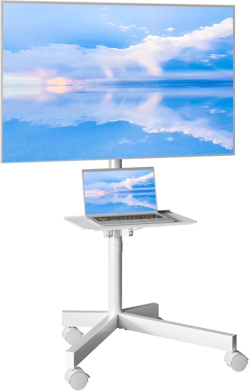 BONTEC Mobile TV Stand for 23-60 Inch TVs, Rolling TV Stand with Locking Wheels, Adjustable Height, Media Shelf, Max VESA 400x400mm, Holds Up to 88lbs - Image 1